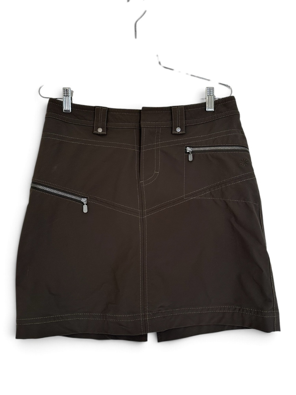 Athleta Brown Stretch Utility Hiking Skirt Zip Pockets Size 6